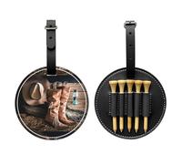 SMSJTMWHN Sac de rangement en cuir de luxe avec motif bottes de cowgirl et porte-balles. Rangez vos t-shirts, balles de golf, carte de score et crayon.