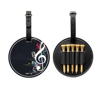 SMSJTMWHN Sac de rangement en cuir de luxe imprimé notes de musique pour tees de golf et porte-balles. Rangez vos t-shirts, balles de golf, carte de score et crayon.