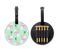 SMSJTMWHN Sac de rangement en cuir de luxe pour tee de golf avec imprimé ananas rose flamant rose et porte-balles. Rangez vos t-shirts, balles de golf, carte de score et crayon.