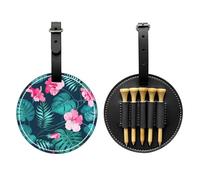 SMSJTMWHN Sac de rangement en cuir de luxe pour tee de golf et porte-balles, imprimé floral rose hawaïen, pour ranger vos t-shirts, balles de golf, carte de score et crayon.