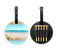 SMSJTMWHN Sac de rangement en cuir de luxe pour tees de golf et porte-balles, motif coquillages sable - Rangez vos t-shirts, balles de golf, cartes de score et crayon.