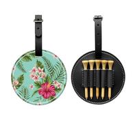 SMSJTMWHN Sac de rangement en cuir de luxe pour tees de golf hawaïens, feuilles tropicales, fleurs - Rangez vos t-shirts, balles de golf, carte de score et crayon.