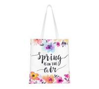 SMSJTMWHN Sac fourre-tout en toile avec impression « Spring Is In The Air » - Réutilisables - Pour courses, courses, livres, cadeaux