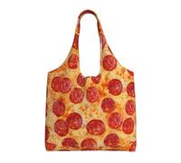 SMSJTMWHN Sac fourre-tout réutilisable en toile 3D pour pizza, pepperoni, sac fourre-tout esthétique, réutilisable, sac à bandoulière pour salle de sport, voyage, travail