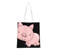 SMSJTMWHN Sac fourre-tout réutilisable en toile avec imprimé cochon pour courses, sac à bandoulière, cadeau
