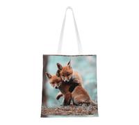 SMSJTMWHN Sac fourre-tout réutilisable en toile avec imprimé renard mignon
