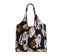 SMSJTMWHN Sac fourre-tout réutilisable en toile avec motif bouledogues anglais pour salle de sport, voyage, travail