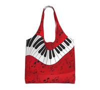 SMSJTMWHN Sac fourre-tout réutilisable en toile avec notes de musique et piano - Sac fourre-tout esthétique et réutilisable pour salle de sport, voyage, travail