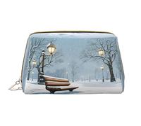 SMSJTMWHN Snow Falling In The Park Trousse de maquillage élégante et durable en cuir multi-compartiments, résistante à l'eau, organiseur haute capacité pour les voyages et la maison, blanc, One Size