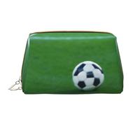 SMSJTMWHN The Ball On The Football Field Trousse de maquillage élégante et durable en cuir multi-compartiments, résistante à l'eau, organiseur haute capacité pour les voyages et la maison, blanc, One