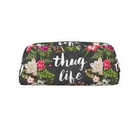 SMSJTMWHN Thug Life Trousse à crayons en cuir avec fermeture éclair spacieuse et élégante Motif fleurs