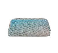 SMSJTMWHN Trousse à crayons en cuir avec impression d'eau de mer transparente, spacieuse et élégante avec fermeture éclair, trousse à crayons pour le bureau