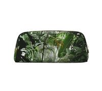 SMSJTMWHN Trousse à crayons en cuir avec impression scène tropicale de forêt tropicale, trousse à crayons spacieuse et élégante avec fermeture éclair pour le bureau