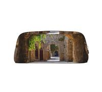 SMSJTMWHN Trousse à crayons en cuir avec imprimé de rue italienne, spacieuse et élégante avec fermeture éclair, trousse à crayons pour le bureau