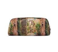 SMSJTMWHN Trousse à crayons en cuir avec imprimé de rue italienne, spacieuse et élégante avec fermeture éclair, trousse à crayons pour le bureau