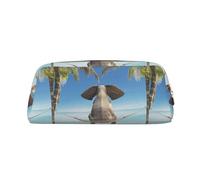 SMSJTMWHN Trousse à crayons en cuir avec imprimé éléphant tropical - Spacieuse et élégante - Fermeture éclair - Pour le bureau