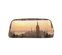 SMSJTMWHN Trousse à crayons en cuir avec imprimé Empire State Building - Spacieuse et élégante - Fermeture éclair - Pour le bureau