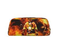 SMSJTMWHN Trousse à crayons en cuir avec imprimé flamme, pompier, spacieuse et élégante avec fermeture éclair pour le bureau