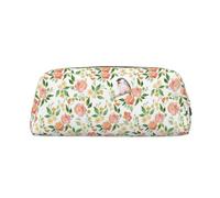 SMSJTMWHN Trousse à crayons en cuir avec imprimé fleur et oiseau, spacieuse et élégante avec fermeture éclair, trousse à crayons pour le bureau