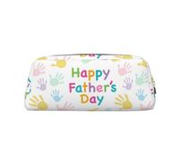 SMSJTMWHN Trousse à crayons en cuir avec imprimé « Hand and Happy Fathers Day » - Spacieuse et élégante - Fermeture éclair - Pour le bureau