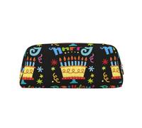 SMSJTMWHN Trousse à crayons en cuir avec imprimé « Happy Birthday Big Cake » - Spacieuse et élégante - Fermeture éclair - Pour bureau