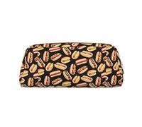 SMSJTMWHN Trousse à crayons en cuir avec imprimé Hot Dogs - Spacieuse et élégante - Fermeture éclair - Pour le bureau