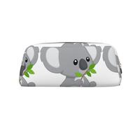 SMSJTMWHN Trousse à crayons en cuir avec imprimé Koala Eat Leaf - Spacieuse et élégante - Fermeture éclair - Pour le bureau