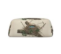 SMSJTMWHN Trousse à crayons en cuir avec imprimé nid d'oiseaux, trousse à crayons spacieuse et élégante avec fermeture éclair pour le bureau