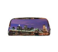 SMSJTMWHN Trousse à crayons en cuir avec imprimé nuit de New York - Spacieuse et élégante - Fermeture éclair - Pour le bureau