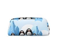 SMSJTMWHN Trousse à crayons en cuir avec imprimé pingouin Antarctique Ice - Spacieuse et élégante - Fermeture éclair - Pour le bureau