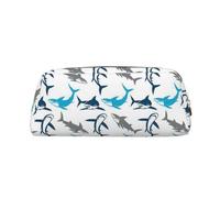 SMSJTMWHN Trousse à crayons en cuir avec imprimé requins, spacieuse et élégante avec fermeture éclair pour le bureau