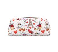 SMSJTMWHN Trousse à crayons en cuir avec inscription Love Paris Tower - Motif cœur - Spacieuse et élégante - Fermeture éclair - Pour le bureau