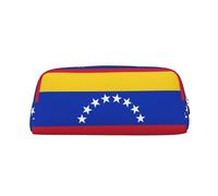 SMSJTMWHN Trousse à crayons en cuir avec motif drapeau du Venezuela - Spacieuse et élégante - Fermeture éclair - Pour le bureau