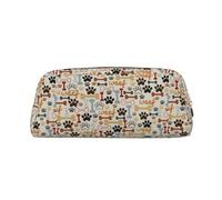 SMSJTMWHN Trousse à crayons en cuir avec motif empreintes de pattes de chien, spacieuse et élégante avec fermeture éclair, pour le bureau