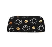SMSJTMWHN Trousse à crayons en cuir avec motif empreintes de pattes de chien, spacieuse et élégante avec fermeture éclair, trousse à crayons pour le bureau