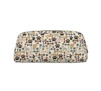 SMSJTMWHN Trousse à crayons en cuir avec motif empreintes de pattes de chien, spacieuse et élégante avec fermeture éclair, trousse à crayons pour le bureau