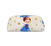 SMSJTMWHN Trousse à crayons en cuir avec motif étoiles féeriques, spacieuse et élégante avec fermeture éclair