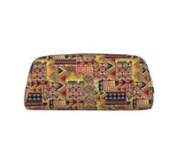 SMSJTMWHN Trousse à crayons en cuir imprimé patchwork africain - Spacieuse et élégante - Fermeture éclair - Pour bureau