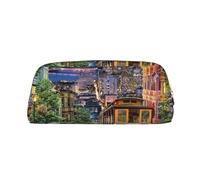 SMSJTMWHN Trousse à crayons en cuir imprimé San Francisco - Spacieuse et élégante - Fermeture éclair - Pour le bureau