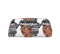 SMSJTMWHN Trousse à crayons en cuir mélanine avec imprimé femme afro - Spacieuse et élégante - Fermeture éclair - Pour le bureau