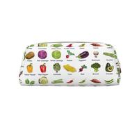 SMSJTMWHN Trousse à crayons en cuir Présentation de divers légumes Imprimés Trousse à crayons Spacieuse et élégante Fermeture éclair Trousse à crayons Utilisation au bureau