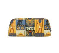 SMSJTMWHN Trousse à crayons en cuir - Série Tribe de l'Égypte ancienne - Spacieuse et élégante - Fermeture éclair - Pour le bureau