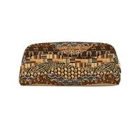 SMSJTMWHN Trousse à crayons en cuir style africain avec imprimé patchwork, trousse spacieuse et élégante avec fermeture éclair pour le bureau