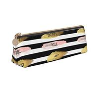 SMSJTMWHN Trousse à crayons triangulaire en cuir avec imprimé « Don't Kill My Vibe » à rayures - Trousse à crayons - Trousse à maquillage - Organiseur de bureau pour femme et homme