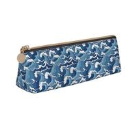 SMSJTMWHN Trousse à crayons triangulaire en cuir avec imprimé mer orageuse - Trousse à crayons - Trousse à cosmétiques - Organiseur de bureau - Pour femme et homme