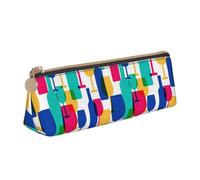 SMSJTMWHN Trousse à crayons triangulaire en cuir avec imprimé verres à cocktail et bouteilles de vin - Trousse à crayons - Trousse à cosmétiques de bureau - Organiseur de papeterie pour bureau - Pour