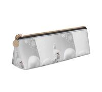 SMSJTMWHN Trousse à crayons triangulaire en cuir avec motif bonhomme de neige, étoiles et fleurs de neige, trousse à crayons, trousse à cosmétiques, boîte de rangement pour bureau, femme et homme