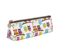 SMSJTMWHN Trousse à crayons triangulaire en cuir avec motif hiboux sur branches d'arbre - Trousse à crayons - Trousse à maquillage - Organiseur de bureau pour femme et homme