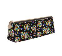 SMSJTMWHN Trousse à crayons triangulaire en cuir pour sensibilisation à l'autisme, pièces de puzzle, motif cœur, trousse à crayons, trousse à cosmétiques, boîte de rangement pour bureau, femme et