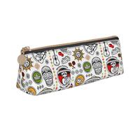 SMSJTMWHN Trousse à crayons triangulaire mexicaine en cuir avec symboles de salsa imprimée, trousse à crayons, trousse à cosmétiques, boîte de rangement pour bureau, femme et homme